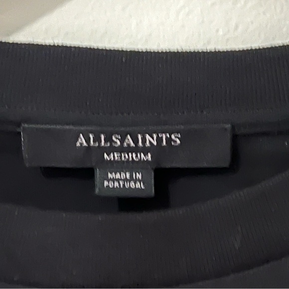 All Saints "Mika" Black Shoulder Padded Square Shoulders T-Shirt M NWT - Picture 4 of 7